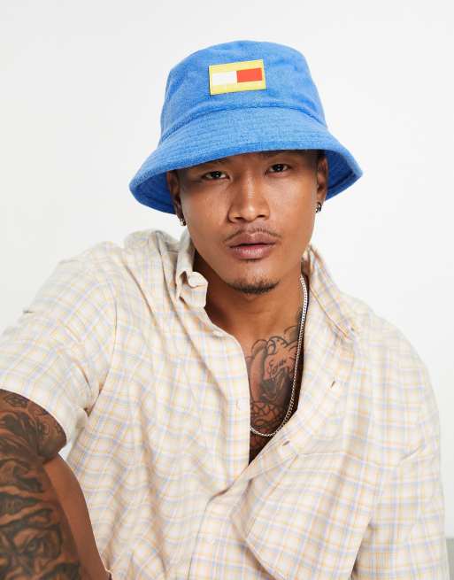Tommy Jeans – Acid – Anglerhut aus Frottee in Blau