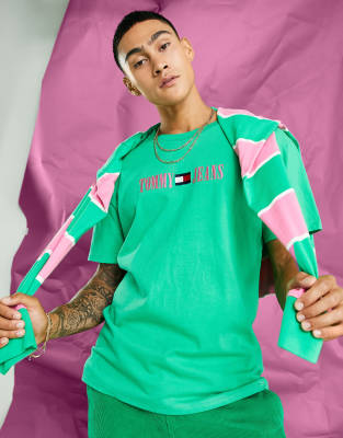 Tommy Jeans acid capsule cotton linear logo t-shirt in green  - ASOS Price Checker