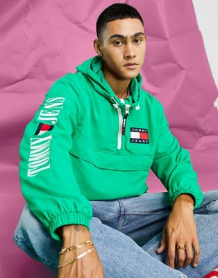 Tommy Jeans acid capsule nylon blend chicago popover jacket in green - MGREEN