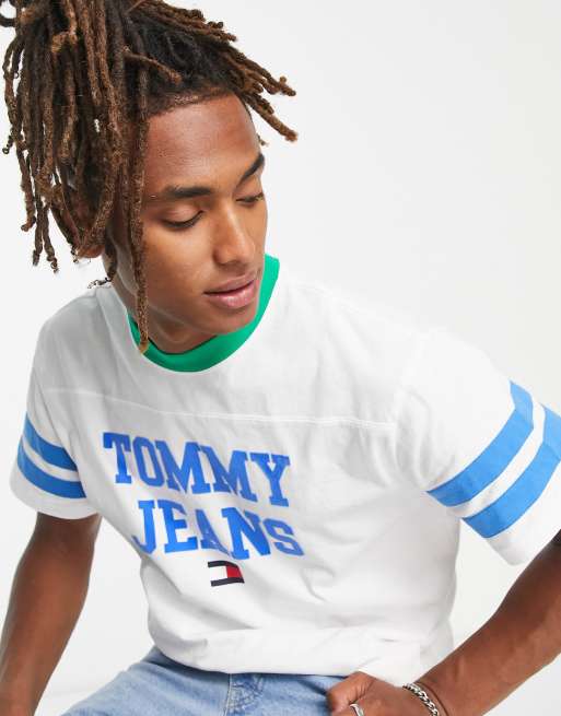 Tommy Jeans - Acid capsule - T-shirt van katoen met mouwstrepen in blauw - NAVY