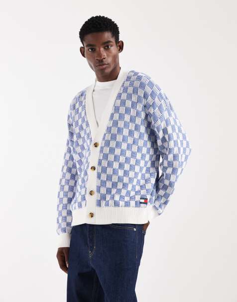 Tommy Jeans - Afslappet blå cardigan med tekstur - view 1