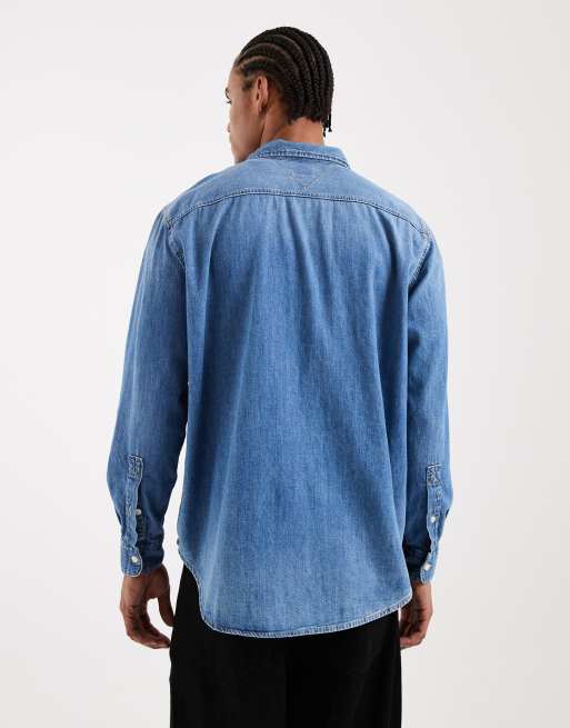 Tommy Jeans - Afslappet blå denimskjorte, 3 af 5