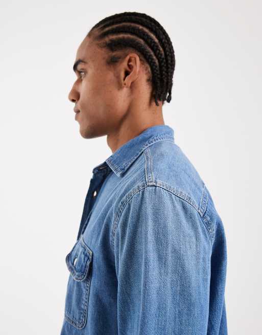 Tommy Jeans - Afslappet blå denimskjorte, 4 af 5