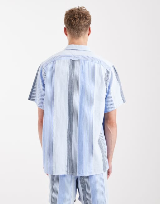 Tommy Jeans - Afslappet skjorte med korte ærmer og blå striber - Del af sæt, 3 af 5