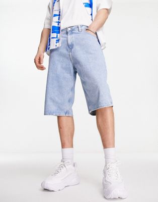 Tommy Jeans Aiden baggy denim shorts in light wash blue - ASOS Price Checker