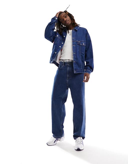 Tommy Jeans Aiden Oversize Truckerjacke aus Denim in mittlerer Waschung ASOS