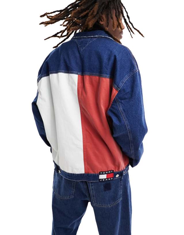 Tommy Jeans - aiden oversized denim trucker jacket in mid wash