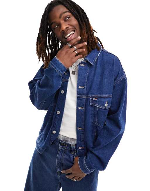 Tommy Jeans Aiden oversized denim trucker jacket in mid wash ASOS