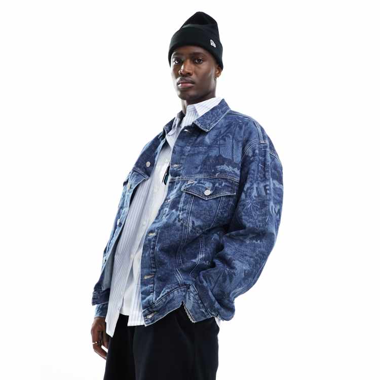 Tommy Jeans Aiden oversized trucker jacket in mid wash | ASOS