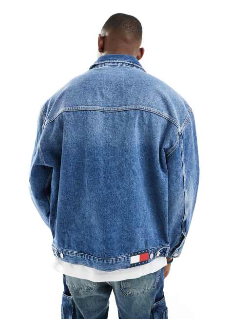 Tommy Jeans Aiden oversized zip denim jacket in mid wash