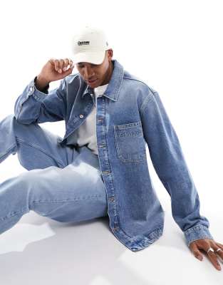 Tommy Jeans Aiden denim overshirt in light wash - ASOS Price Checker