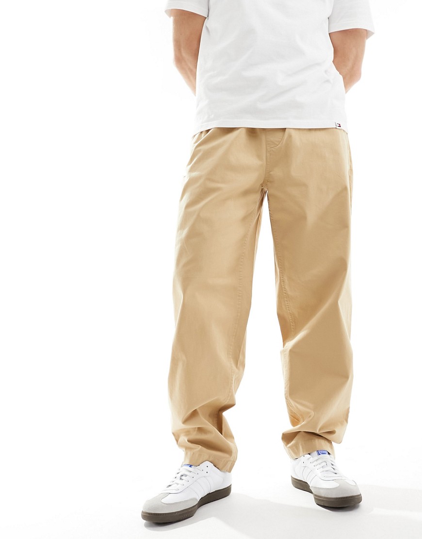 Tommy Jeans Aiden tapered casual pants in sand-Neutral