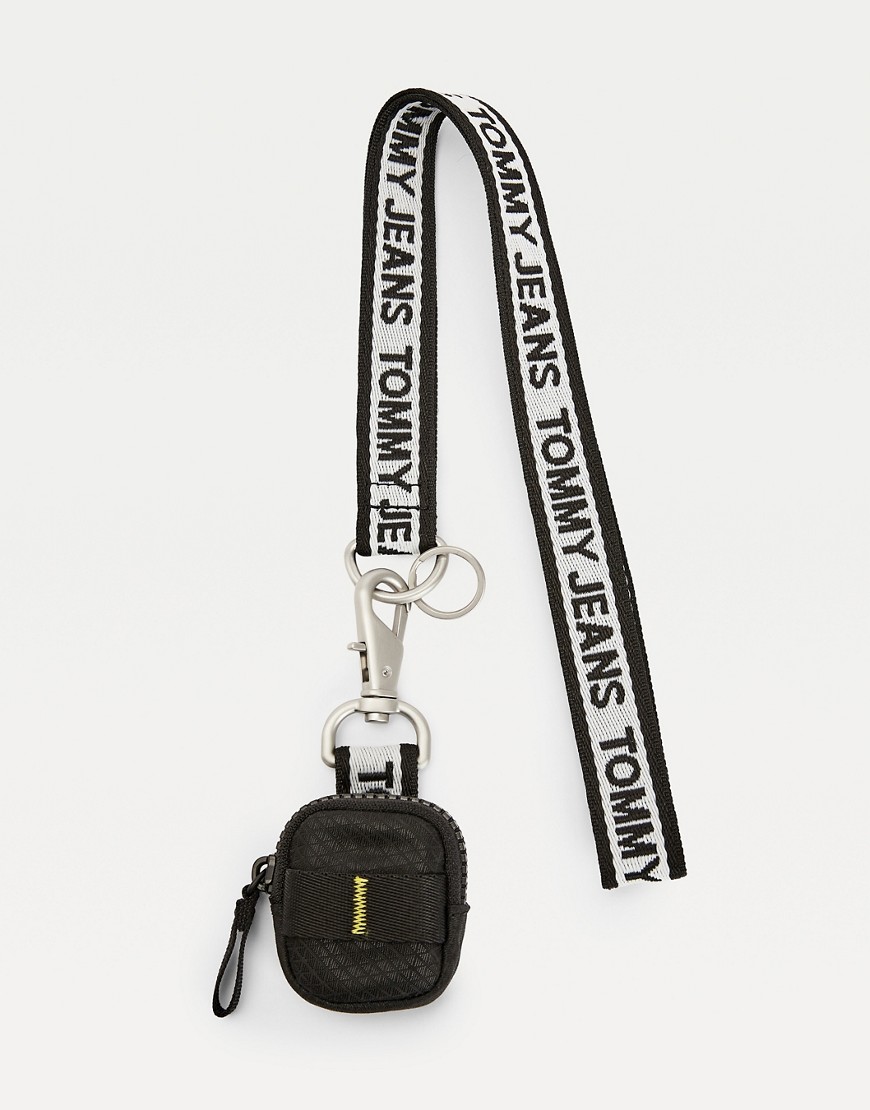 Tommy Jeans airpod holder and lanyard in black