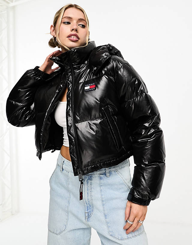 Tommy Jeans - alaska cropped puffer jacket in black