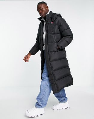 Tommy Jeans alaska polyester maxi longline hooded puffer parka in black - ASOS Price Checker