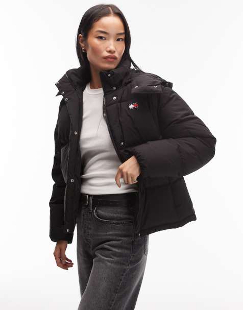 Tommy Jeans Alaska grid puffer jacket in black - view 1