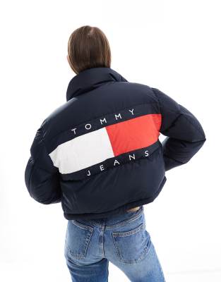Tommy Jeans Alaska puffer with back flag in navy