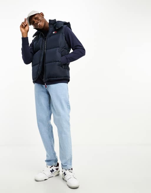 Tommy Jeans – Alaska – Wattierte Weste in Sand-Marineblau