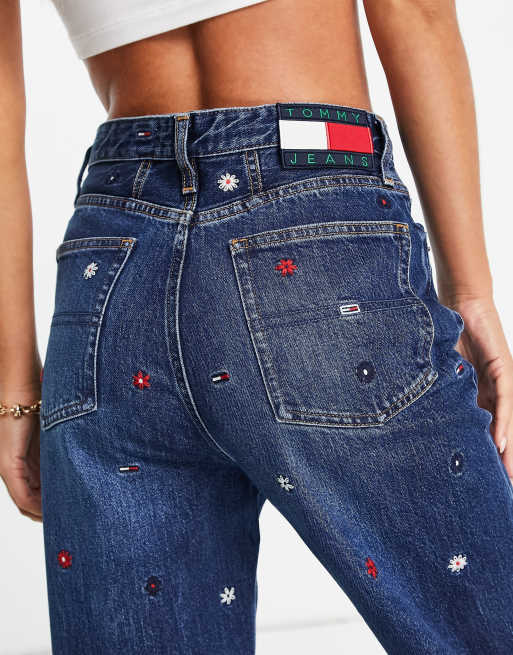 TOMMY JEANS - Women's Mom jeans with all-over logo print - Size 