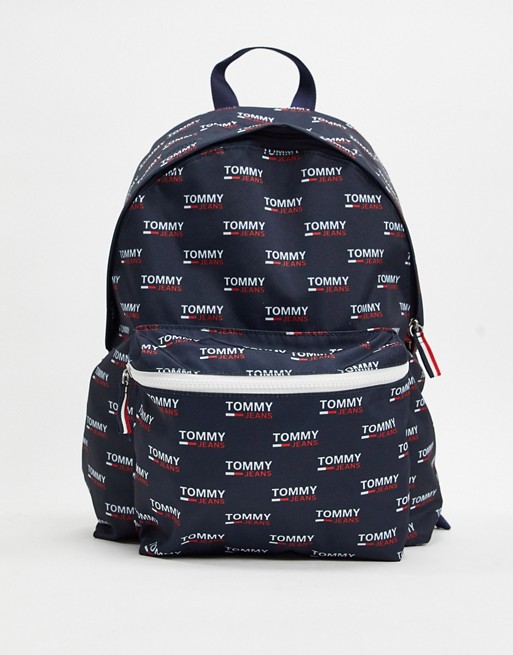 Tommy Jeans all over print logo backpack in blue