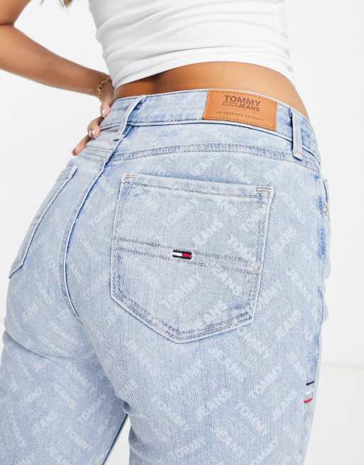 monogram-print slim-cut jeans