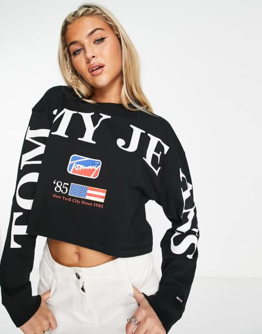 Tommy Jeans American flag logo long sleeve sweatshirt 