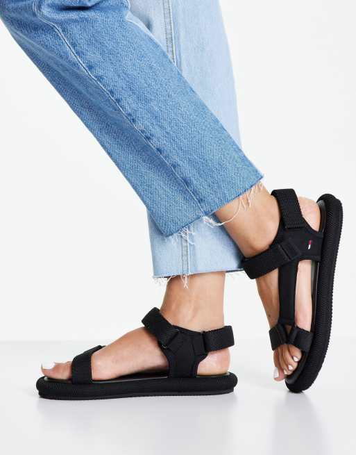 Tommy Jeans ankle strap sandal in black