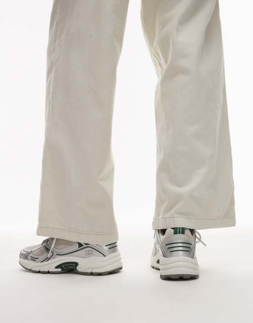 Tommy Jeans Archive 97 retro trainers in white green and silver