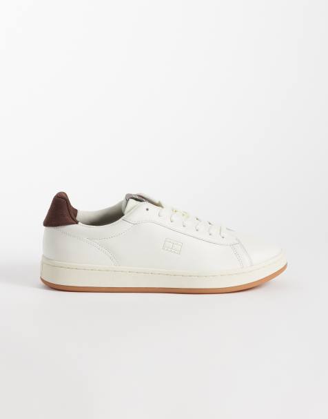 Tommy Jeans Archive '98 real premium leather trainers in cream - view 1
