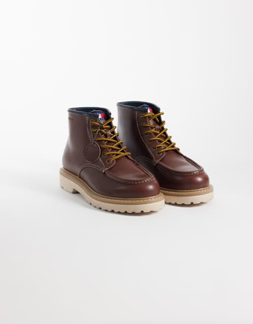 Tommy Jeans archive bottes lacées en cuir premium marron, 2 de 4