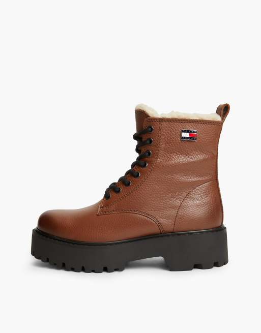 Tommy Jeans Archive bottines à lacets à plateforme doublure chaude en rouille, 7 de 7