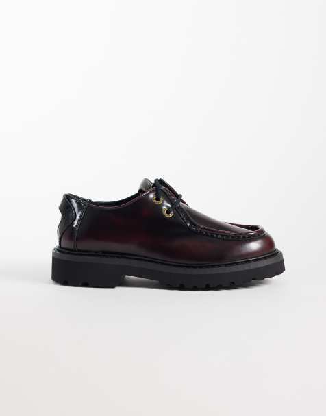 Tommy Jeans Archive chaussures à lacets en cuir bordeaux - view 1