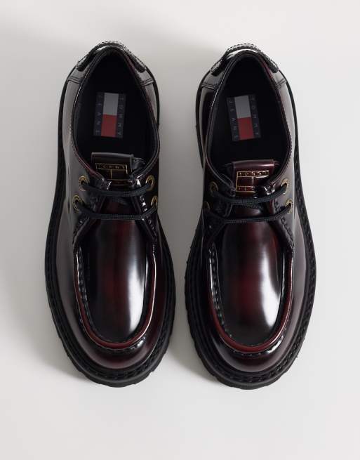 Tommy Jeans Archive chaussures à lacets en cuir bordeaux, 2 de 4