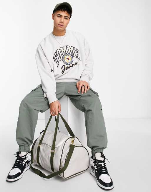 Tommy Jeans archive college logo oversized sweatshirt in gray heather