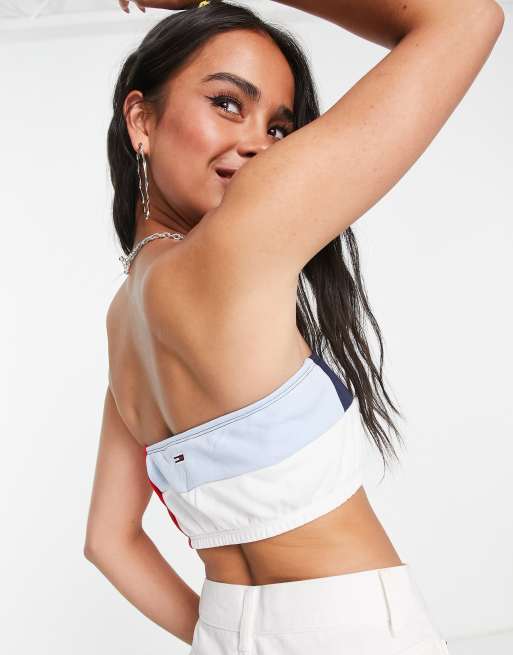 Tommy bandeau best sale crop top