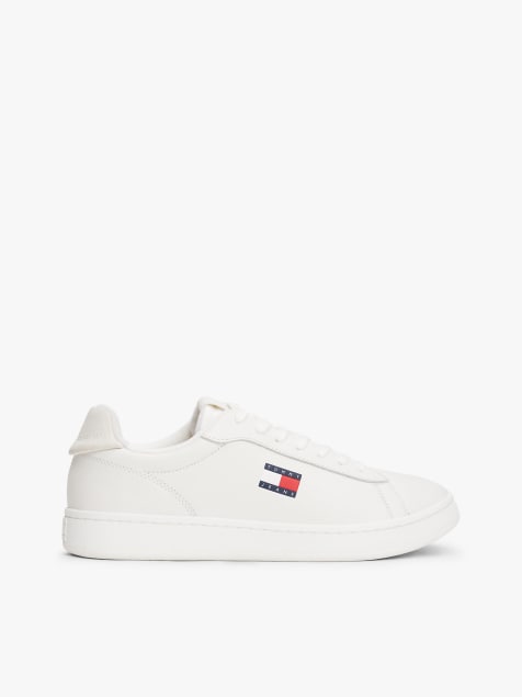 Tommy Jeans Archive court trainers with leather in ecru - view 1