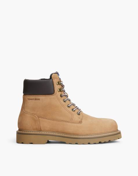 Tommy Jeans Archive leather warm lined boots in light brown - view 1