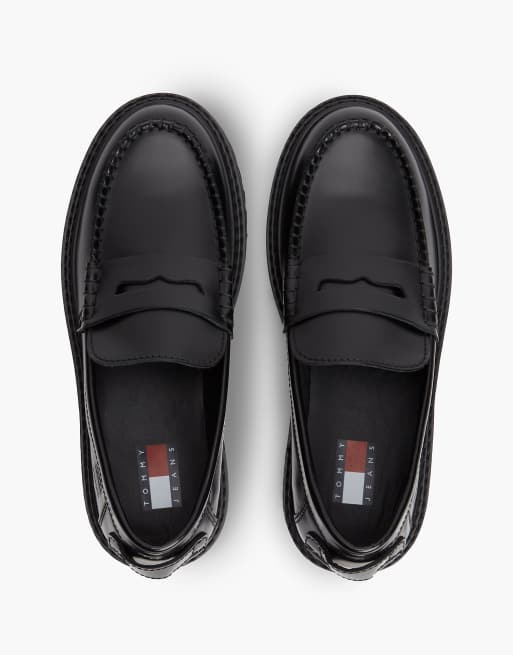 Tommy Jeans Archive Leder-Pennyloafer mit Kontrastdetails in Schwarz, 3 von 7