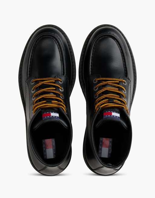 Tommy Jeans Archive Leder-Schnür-Mid-Boots in Schwarz, 3 von 7