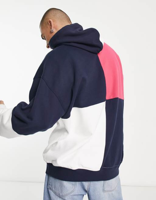 Tommy Jeans archive logo colourblock hoodie skater fit in navy