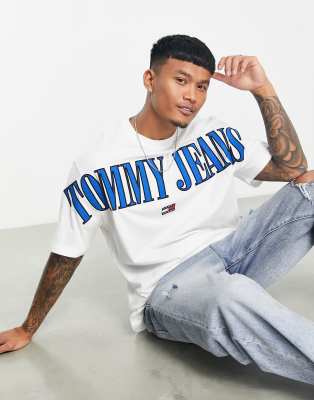 Tommy Jeans archive logo skater fit t-shirt in white