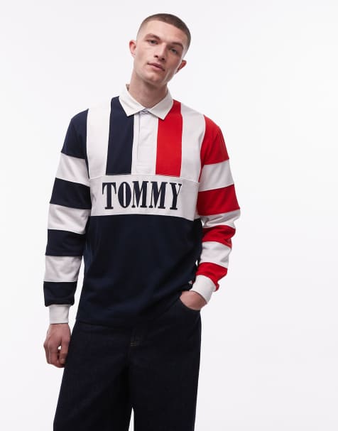 Tommy Jeans - Archive - Maglia stile rugby vestibilità comoda blu navy e rossa a righe - view 1