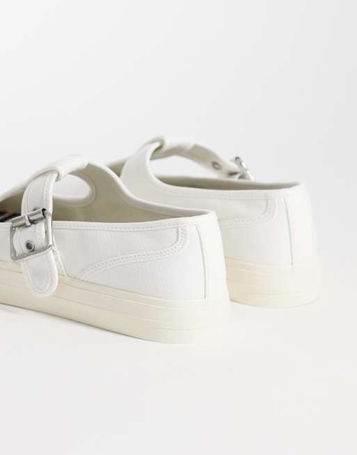 Tommy Jeans archive Mary Jane shoes in white, 3 of 5