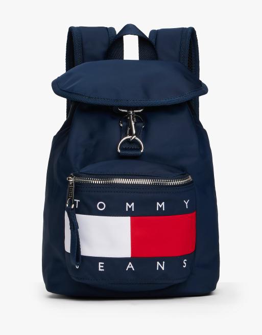 Tommy Jeans – Archive – Mehrfarbiger Rucksack aus Stoff mit Flaggenaufnäher