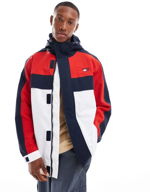 Tommy Jeans Archive Parkajacke in Rot WeiB und Blau