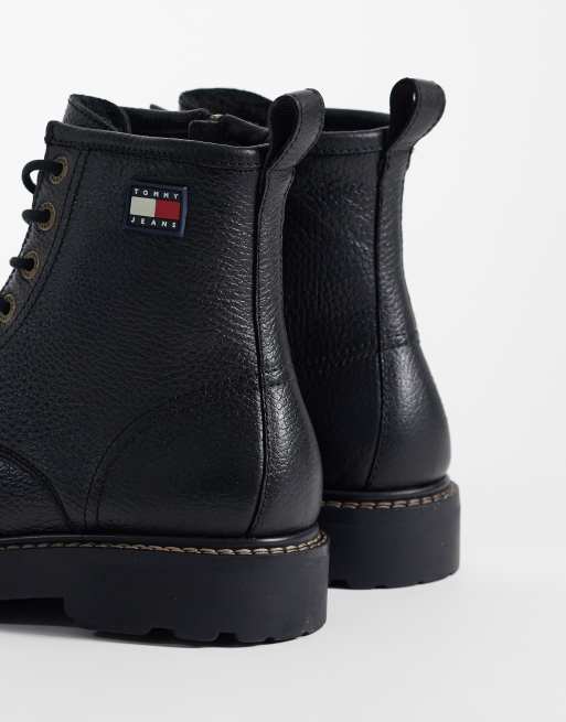 Tommy Jeans Archive Premium bottes lacées en cuir noires, 4 de 4