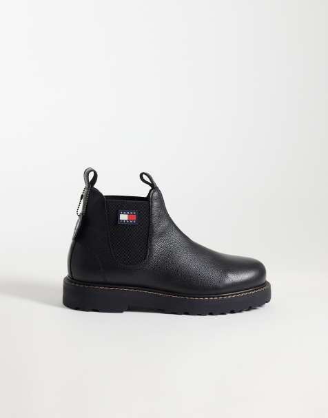 Tommy Jeans archive premium leather Chelsea boots in black - view 1