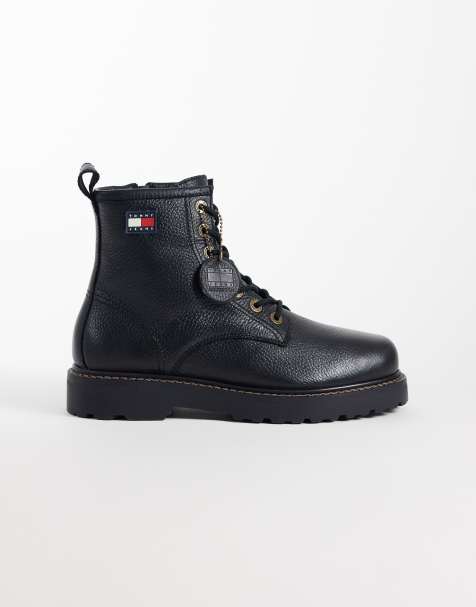 Tommy Jeans archive premium premium skórzane sznurowane botki w kolorze czarnym - view 1