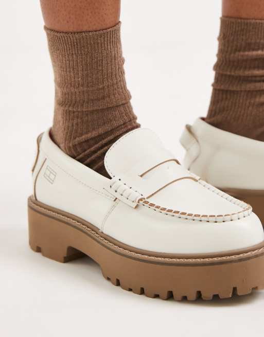 Tommy Jeans archive real leather loafers in ivory, 4 of 4