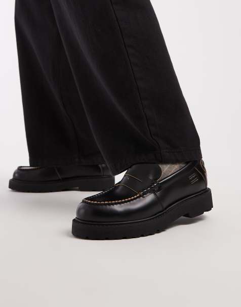 Tommy Jeans archive real premium leather loafers in black - view 1